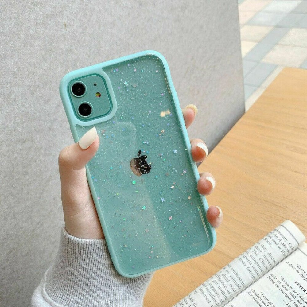Mint Blue Frame Clear Butterfly Candy gift iPhone